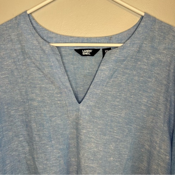 Lands’ End Women's Notch Neck Linen Viscose Tunic Pocket Beachy Boho Sz XXL Blue - Picture 6 of 14